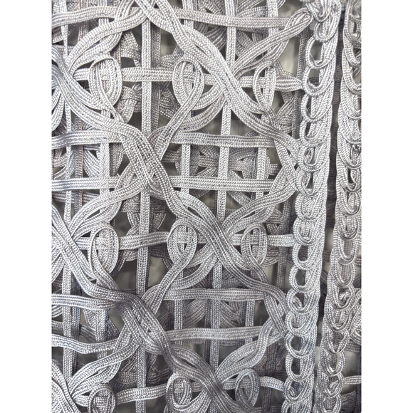 Chico’s Travelers Crochet Cardigan SM Womens Gray‎ Open Front 3/4 Sleeve Boho - Picture 3 of 7